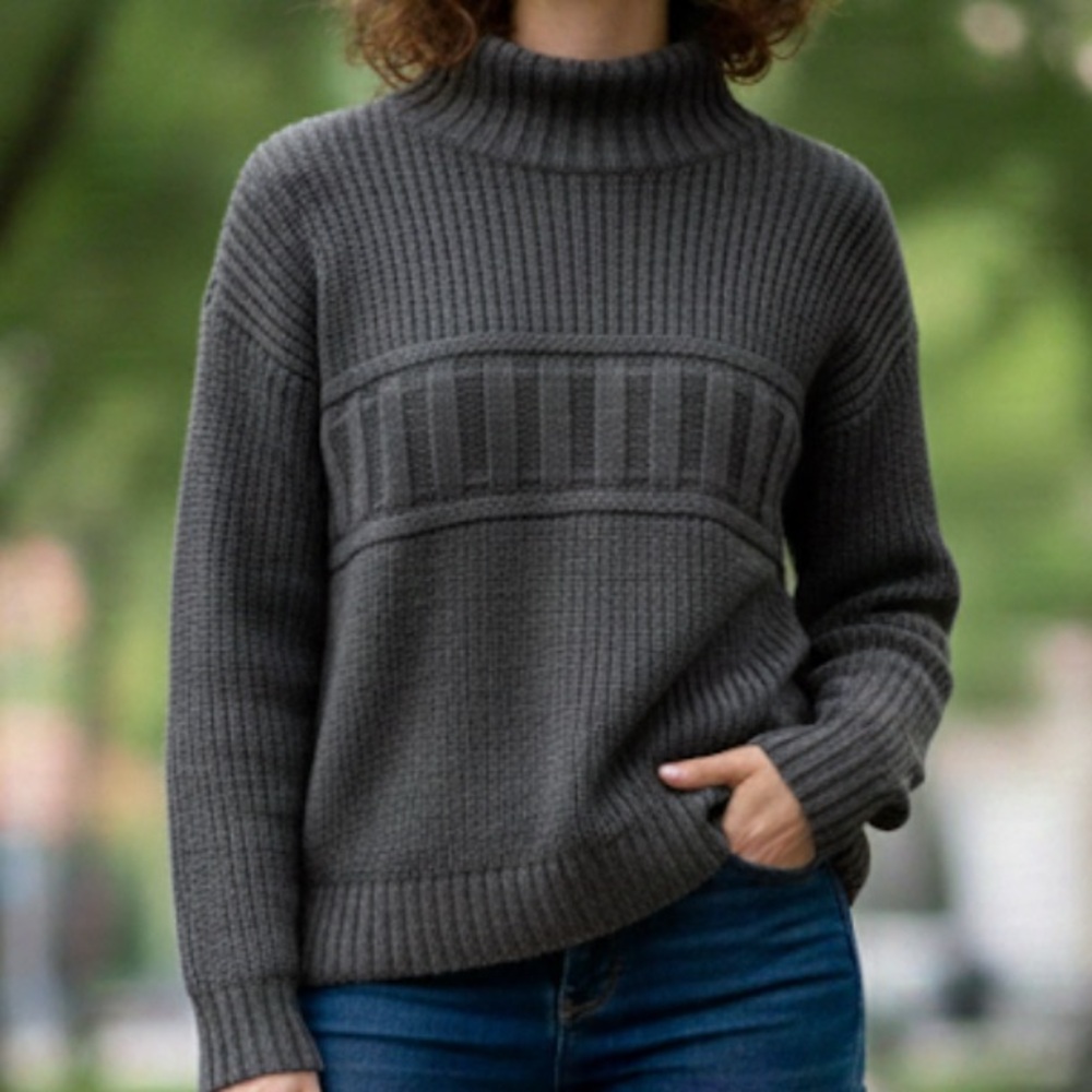 Retreat Ribbed Knit Oversized Sweatshirt Small 23.5”